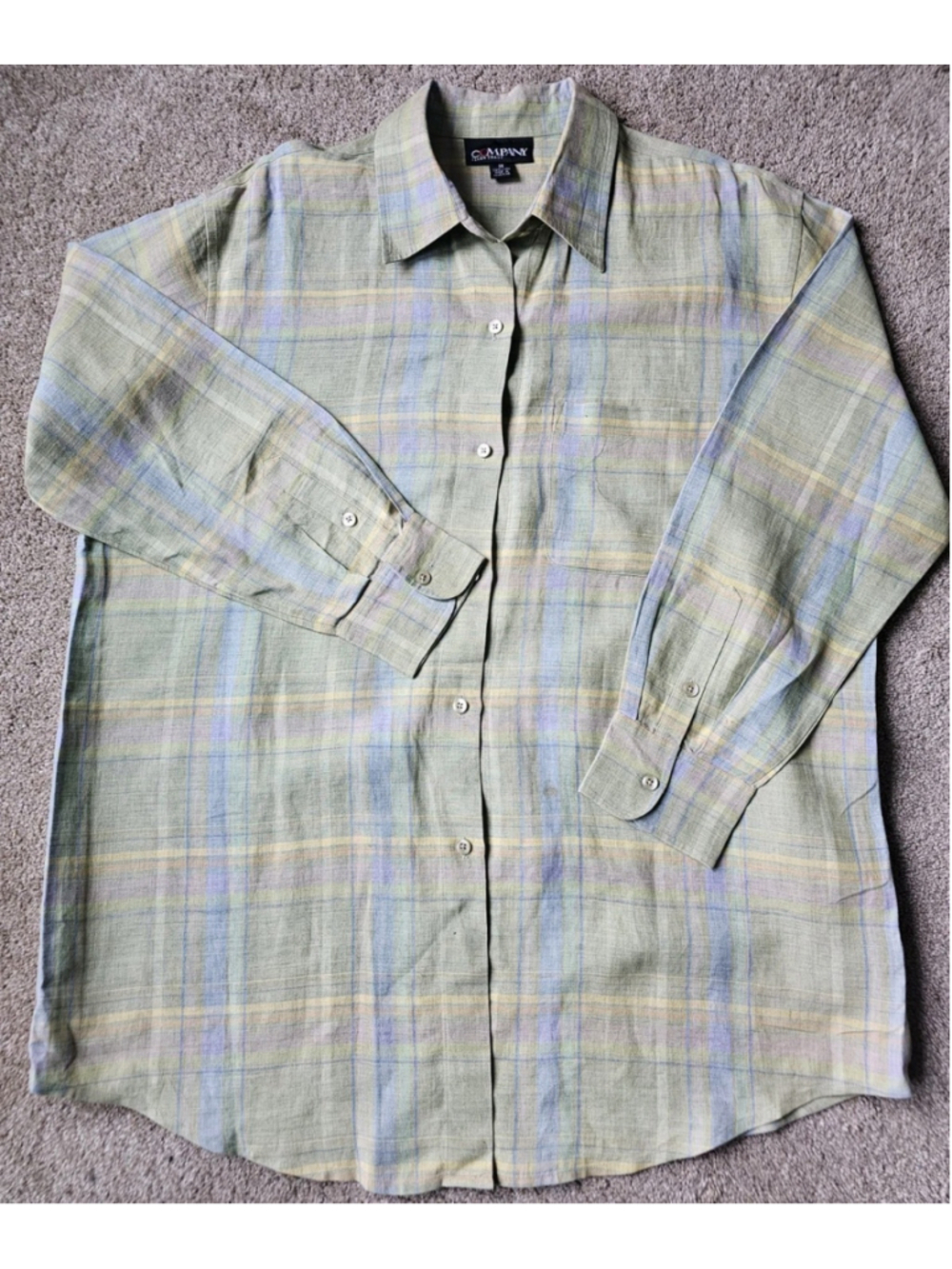Company Ellen Tracy Plaid Linen Long Sleeve Tunic Shirt - Sz 1X
